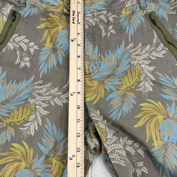 Liz Claiborne Womens Tropical Print Pants Size 12 Cotton Zip Hem & Pockets - Picture 7 of 9